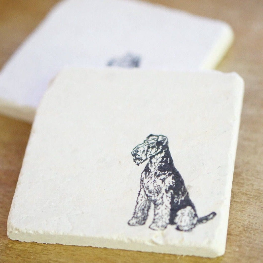 Airedale Dog Marble Coasters/Airedale Gift /Drink Coaster/Coaster Set// Airedale // pet loss. dog mom