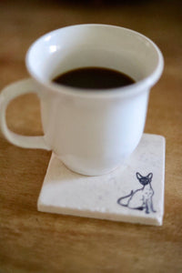 Siamese Cat Marble Drink Coaster Gift- Siamese Cat Gift- custom coasters/ tile coasters/ stone coasters/ drink coasters