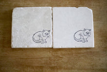 White Cat Marble Coaster Set Gift - Lace, Grace & Peonies