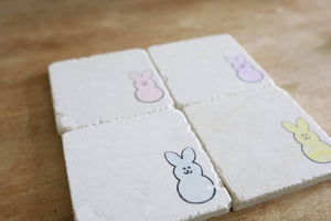 Easter bunny Marshmallow marble coaster gifts/ easter bunny marble coaster set/ marble coasters/ easter bunny decorations