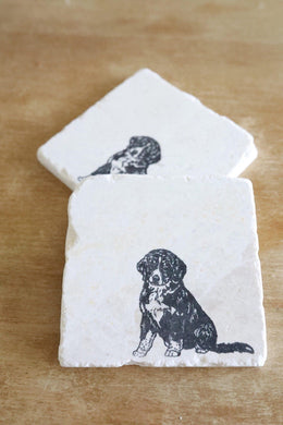 Bernese Mountain Dog Puppy Marble Coaster Gift- Bernese Mountain Dog custom gift- marble tile drink stone custom coaster set