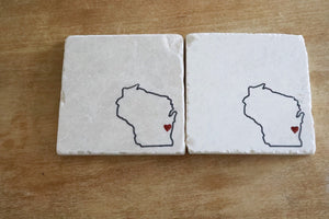 Wisconsin Marble Coasters Gift/ Wisconsin Home/ Wisconsin Love/ Madison Wisconsin/ Milwaukee/ marble coasters/ coasters/ gift
