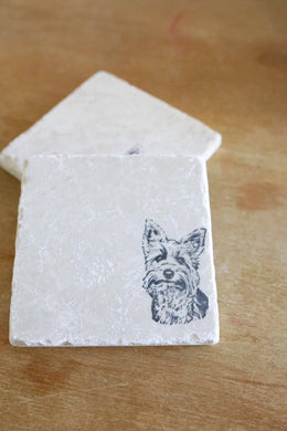 Yorkie Dog Marble Coasters/ Yorkie Dog Gift/ Yorkshire Terrier coaster set