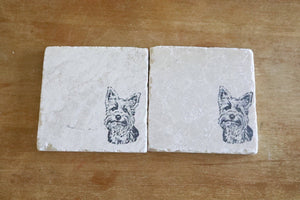 Yorkie Dog Marble Coasters/ Yorkie Dog Gift/ Yorkshire Terrier coaster set