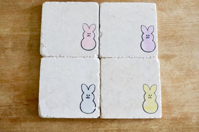 Easter bunny Marshmallow marble coaster gifts/ easter bunny marble coaster set/ marble coasters/ easter bunny decorations