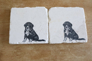Bernese Mountain Dog Puppy Marble Coaster Gift- Bernese Mountain Dog custom gift- marble tile drink stone custom coaster set
