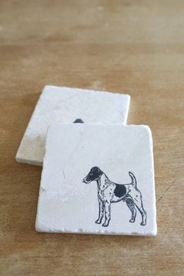 Smooth Fox Terrier Dog Marble Coasters Gift/ Smooth Fox Terrier Gift/ Fox Terrier Marble Coasters/ Stone Coasters/ drink coasters