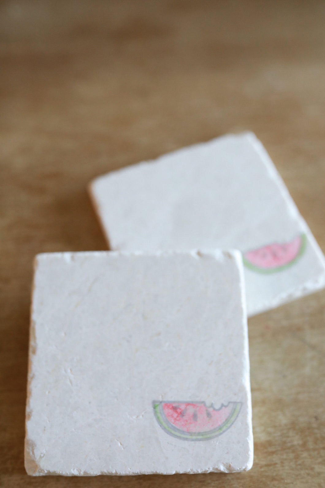 Watermelon in Corner Marble Coasters - Lace, Grace & Peonies