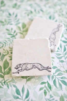 Greyhound running marble coaster set gift/ coasters/ greyhound gift/ greyhound running/ marble coasters/ stone coasters/ drink coasters