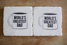 World's greatest dad marble coaster gift/ marble coaster set/ Father's Day gift/ gift for him/ rustic coasters/man cave/ stone coasters