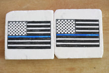 Police American Flag Marble Coasters - Lace, Grace & Peonies