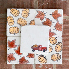Fall truck Marble Coaster Set- Pumpkin Marble Coaster drink Halloween Coasters Thanksgiving Marble