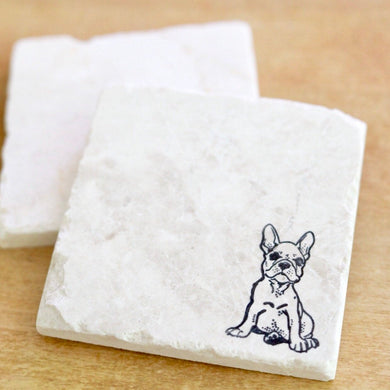 French Bulldog coaster/ Frenchie coaster/ french bulldog gift/ frenchie gift/ dog coaster/ stone coaster/ marble coaster set/ drink coasters