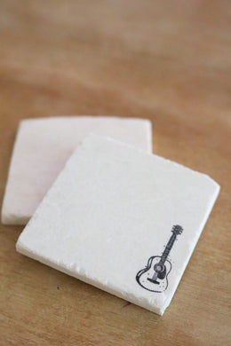 Acoustic guitar marble coasters/ acoustic guitar gift/ vintage guitar/ guitarist gift/ marble coasters/ stone coasters/ drink coasters
