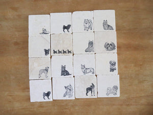 Chinese Crested Marble Coaster Set-  Chinese Crested Dog Gift marble coaster set drink coaster marble coasters