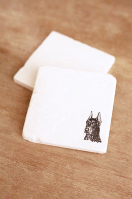 Doberman Profile dog marble Coasters/Doberman Gift/ Marble Coaster/Stone Coasters/ Dog Gift/ Dog Lover/ Tile Coasters/ stone coaster