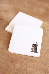 Doberman Profile dog marble Coasters/Doberman Gift/ Marble Coaster/Stone Coasters/ Dog Gift/ Dog Lover/ Tile Coasters/ stone coaster