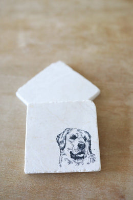 Golden Retriever Marble Coaster Gift- Golden Retriever home decor- stone tile marble drink coasters