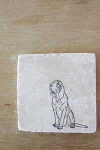 Bloodhound Sitting Marble Coaster Set- Bloodhound gift- marble coasters stone coasters custom coasters dog mom pet loss housewarming