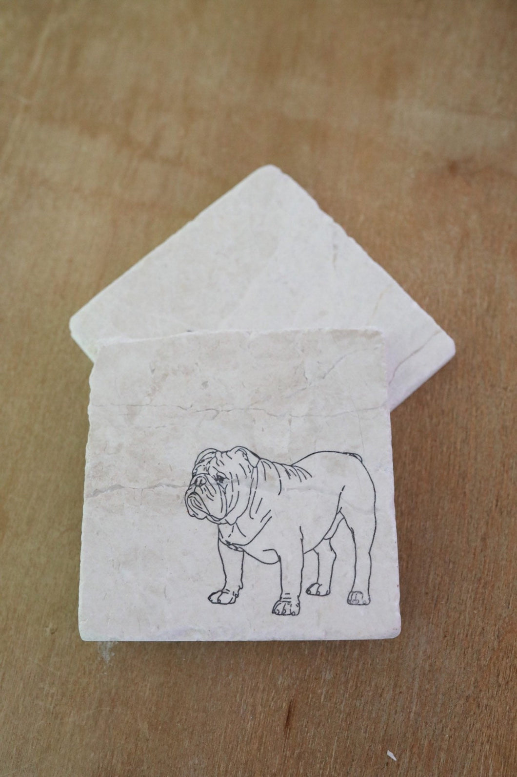 Bulldog Gift Marble Coaster set perfect for dog moms, pet loss or new pet gift