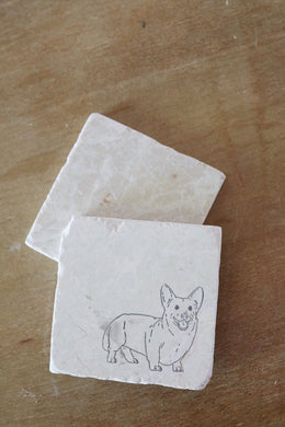 4 Corgi Marble Coasters- Corgi Gift