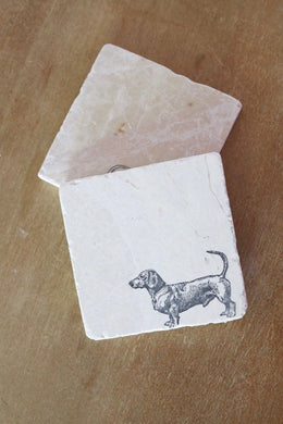 4 Dachshund Coaster Set/ Dachshund gift/ marble stone coaster set