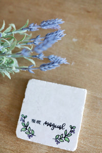 You Are Magical Inspirational Marble Coaster Set, Custom Inspirational Gift