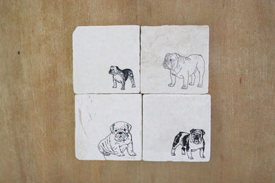 Bulldog Coasters/  English Bulldog Coasters/ Marble Dog Coasters/ Stone Coasters/ Bulldog gift