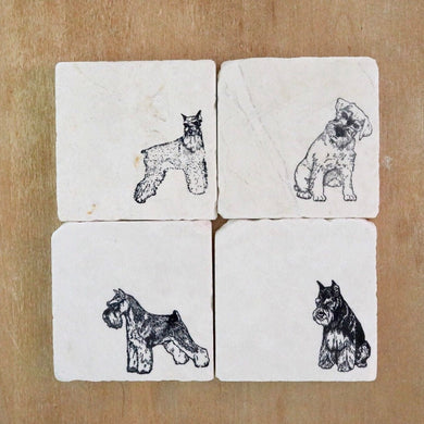 Schnauzer Coaster Set, Schnauzer Dog Marble Coasters, natural coasters, stone coasters. drink coasters.