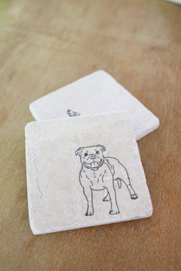 Pitbull Marble Coaster Gift- American Staffordshire Coaster Set