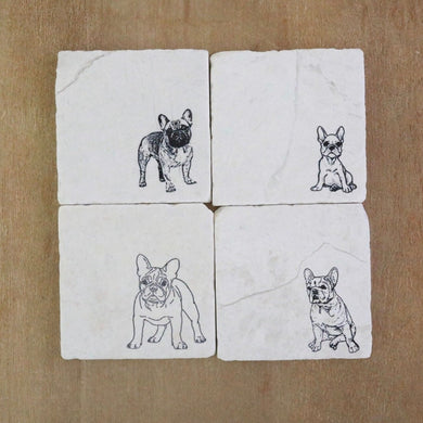 French Bulldog Marble Coasters- French Bulldog gift, frenchie Home Decor- French Dog/ Pet Loss/ dog mom/ housewarming gift/ stone coasters