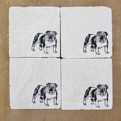 Bulldog marble coaster set, gift for the english bulldog dog mom