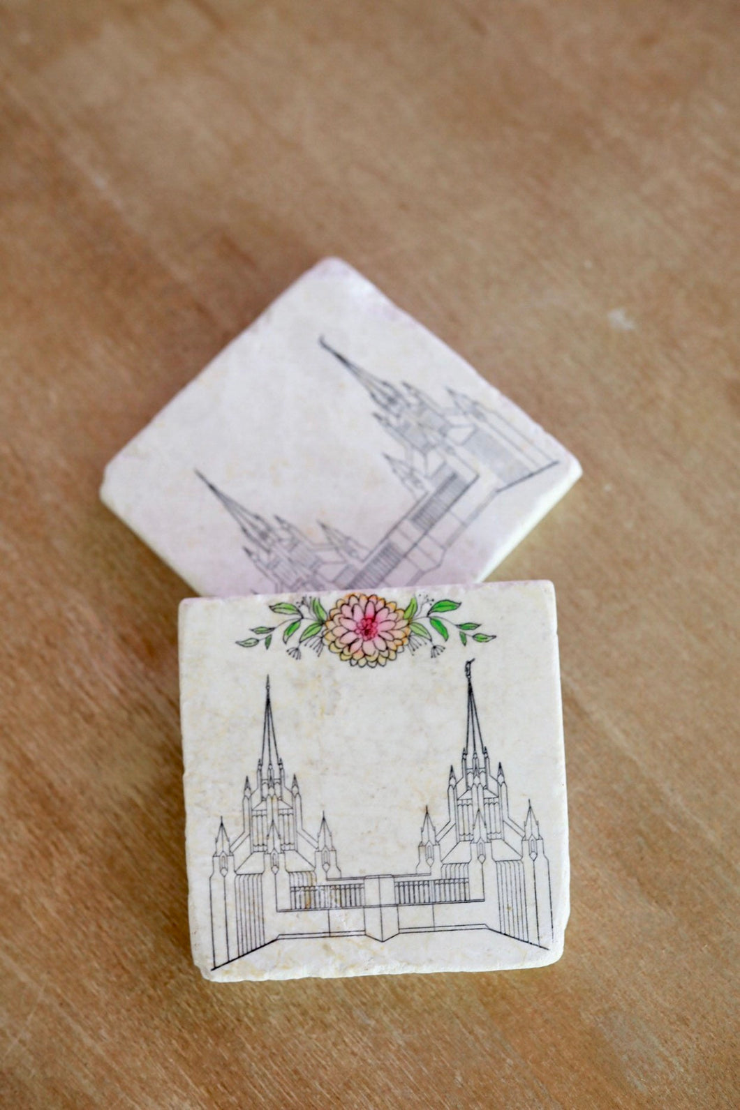 San Diego California CA LDS Mormon Temple Marble Coasters/ Mormon Temple Gift/ LDS Wedding gift/ lds sealing gift/