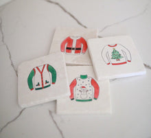 Ugly Christmas Sweater Coasters/ Christmas Decorations/ Santa costume/ Snowman/ christmas tree/ stone coaster set