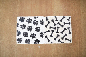 Paw Print Stone Coasters, Dog Bone Marble Coasters, Dog Lover Gift, Dog Print Gift