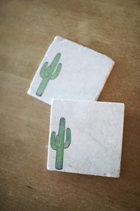 Saguaro Coasters/ Cactus Coaster Set/ free fast shipping/ Arizona decor/ southwestern decor/ marble coaster set
