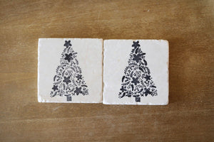 Swedish Christmas Tree Coasters / danish Christmas tree/ marble coaster set/ stone coasters/ hostess gift