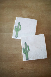 Saguaro Coasters/ Cactus Coaster Set/ free fast shipping/ Arizona decor/ southwestern decor/ marble coaster set