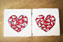 Geometric Valentine's Day Heart Marble Coaster Set/ Valentines Day decor/ geometric heart/ drink coasters / stone coasters