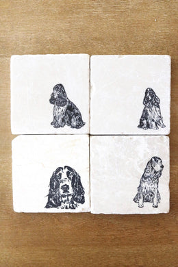 English Springer Spaniel Coaster Set/ English Springer Spaniel Gift/ marble coaster set