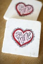 Be Mine Valentines Day Heart Marble Coasters Set Gift