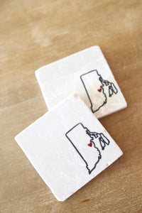 Rhode Island Coasters/ Rhode Island Gift/ Marble Coaster Set/ Stone Coasters/ housewarming gift