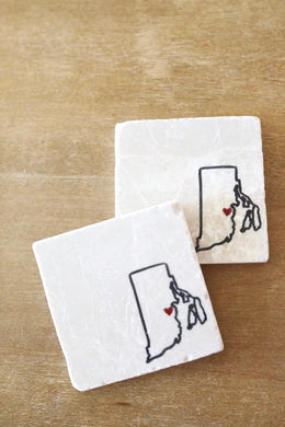 Rhode Island Coasters/ Rhode Island Gift/ Marble Coaster Set/ Stone Coasters/ housewarming gift