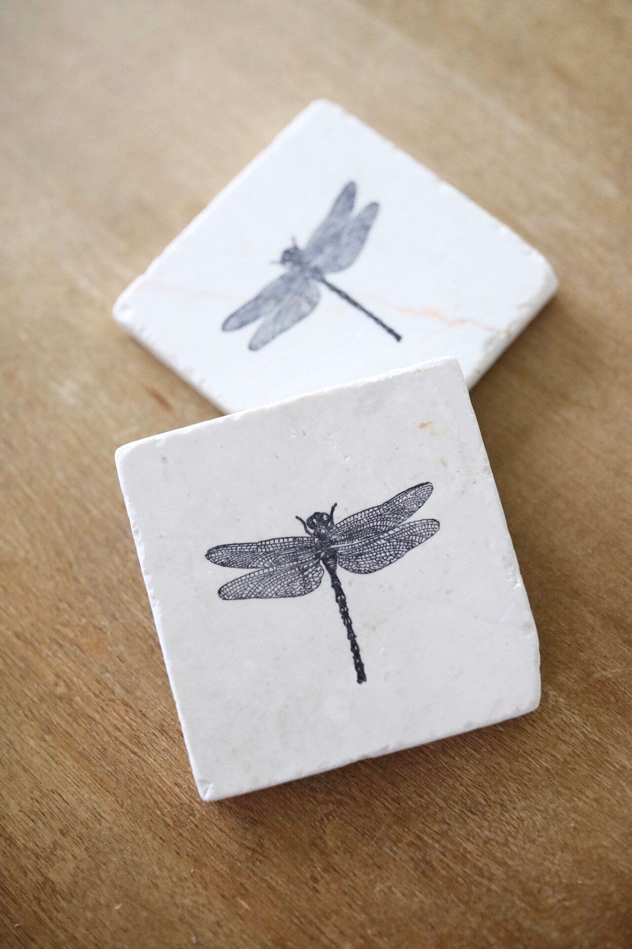 Dragonfly Marble Coaster Set – Lace, Grace & Peonies