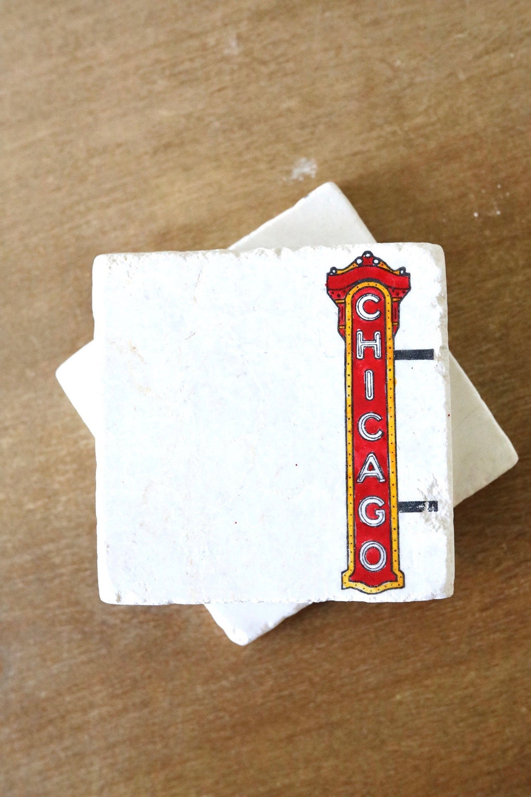 Chicago Marble Coaster Set, Historic Chicago Sign Painting, Stone Coasters, Marble Coasters, Custom Coasters