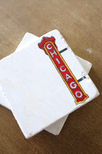 Chicago Marble Coaster Set, Historic Chicago Sign Painting, Stone Coasters, Marble Coasters, Custom Coasters