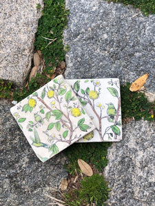 Chinoiserie Marble Coaster Set, Chinoiserie custom painted drink stone coasters