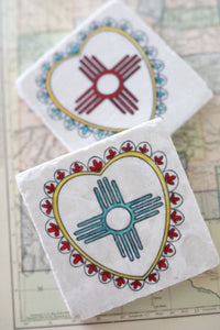 New Mexico Zia Coasters Set of 4. New Mexico Gift. Zia gift/ Albuquerque, Santa Fe, Taos, Las Cruces