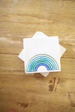 Blue Rainbow coasters/ rainbow baby coasters/ earth tone rainbow / boho rainbows