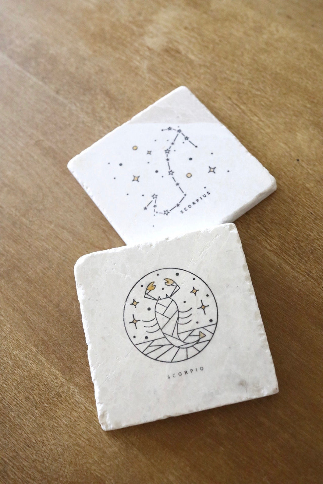 Scorpio Zodiac Sign Coasters. Scorpio gift, horoscope gift, marble coasters